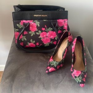 Pink floral purse with matching heels